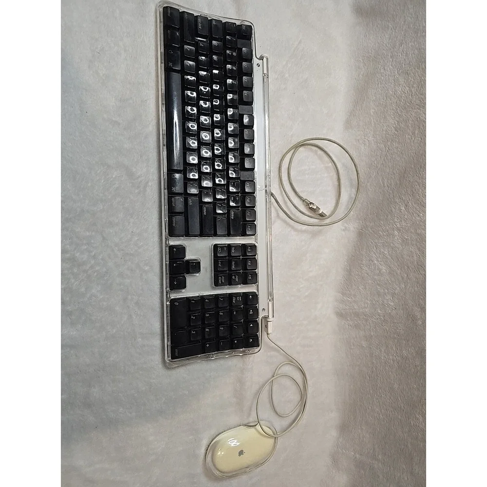 Apple Pro Keyboard M7803 Apple Pro Mouse M5769 Black Clear Tested Working Bundle